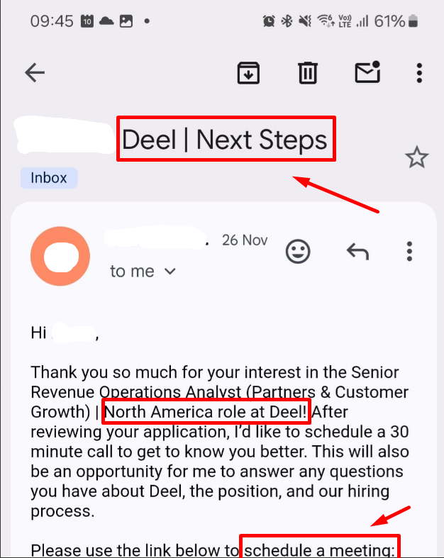 Email reply from Deel